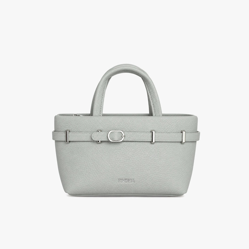 Bolso de mano color gris con correa ajustable para mujer