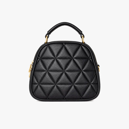 Bolso negro con textura geométrica en relieve y correa ancha para mujer