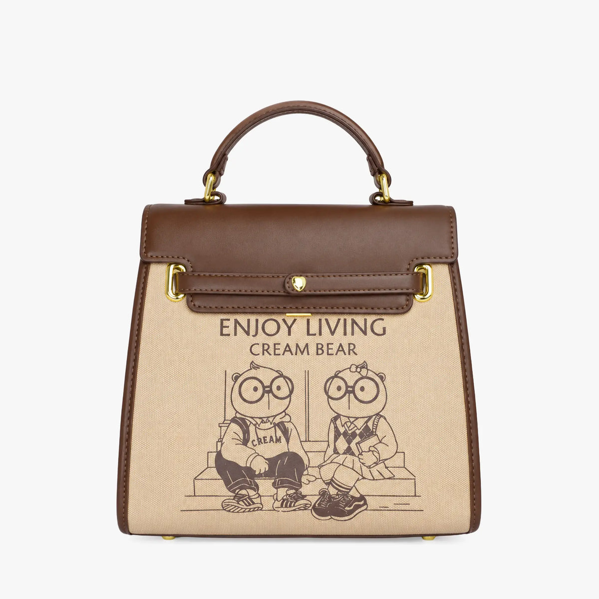 Bolso convertible a morral y bolso cruzado beige para mujer