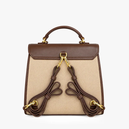 Bolso convertible a morral y bolso cruzado beige para mujer
