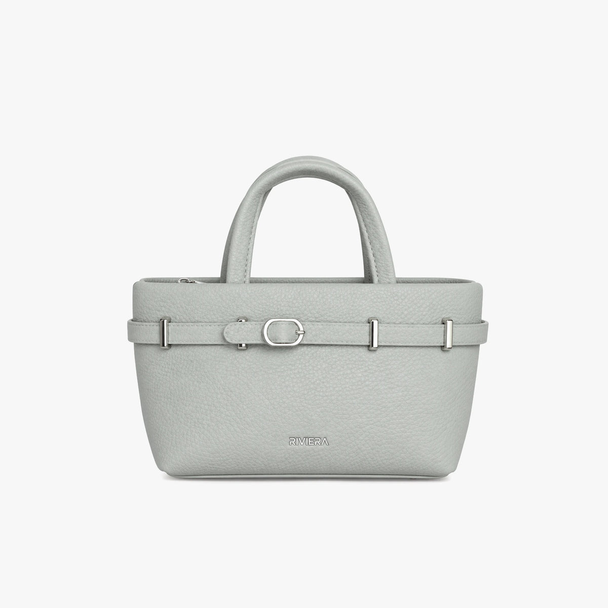 Bolso de mano color gris con correa ajustable para mujer