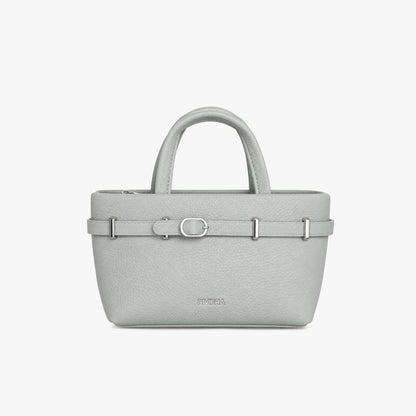Bolso de mano color gris con correa ajustable para mujer