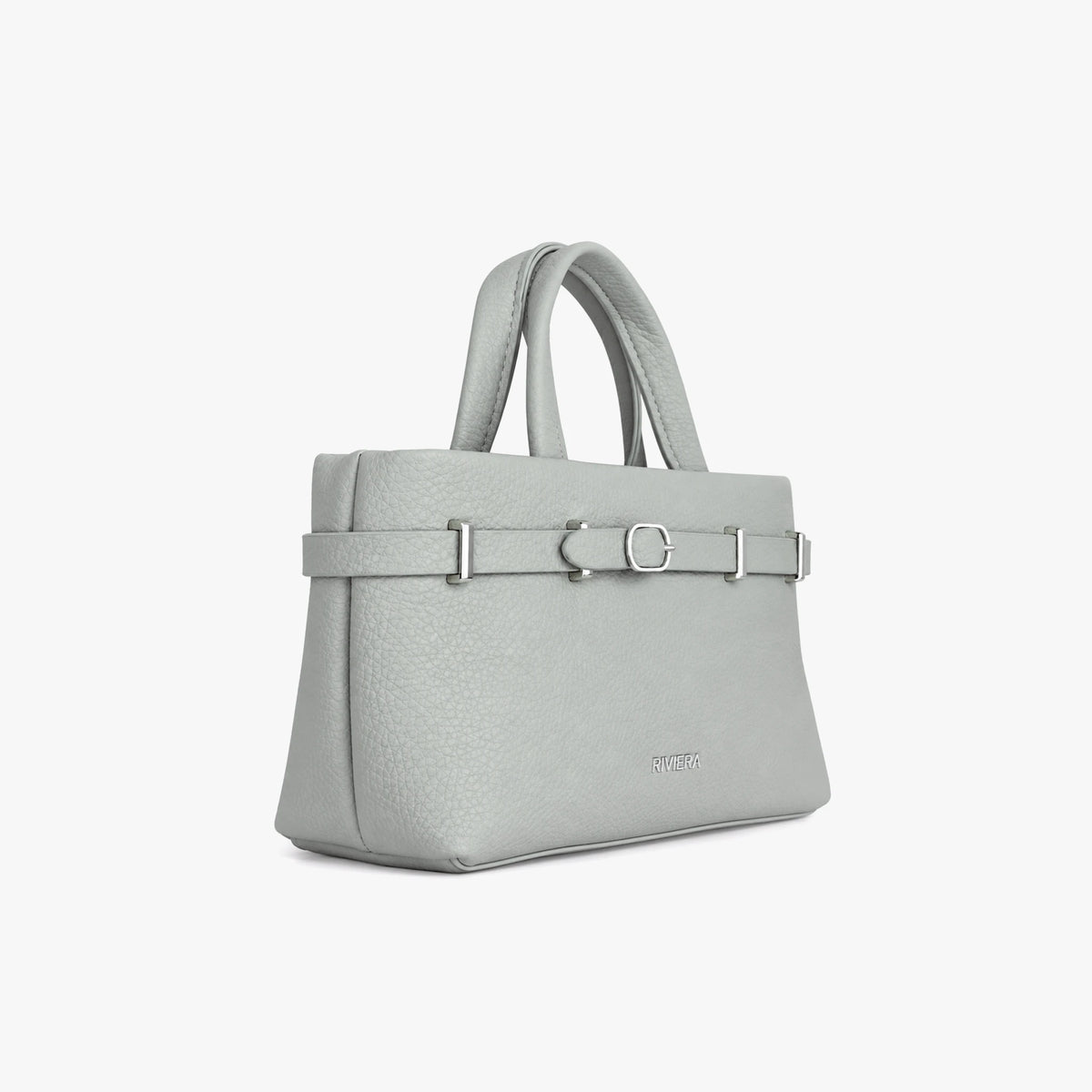 Bolso de mano color gris con correa ajustable para mujer
