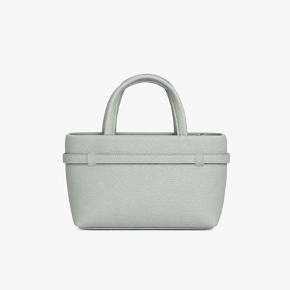 Bolso de mano color gris con correa ajustable para mujer