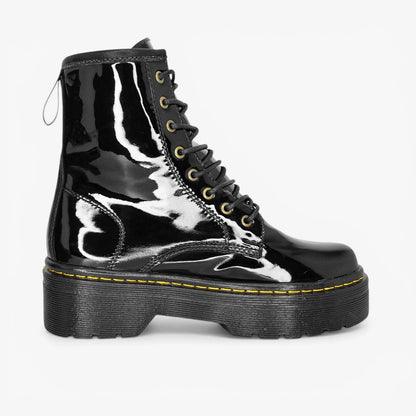 Botines para mujer en color negro charol