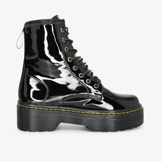 Botines para mujer en color negro charol