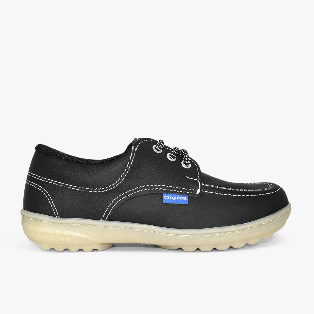 Zapato Croydon colegial unisex en color negro