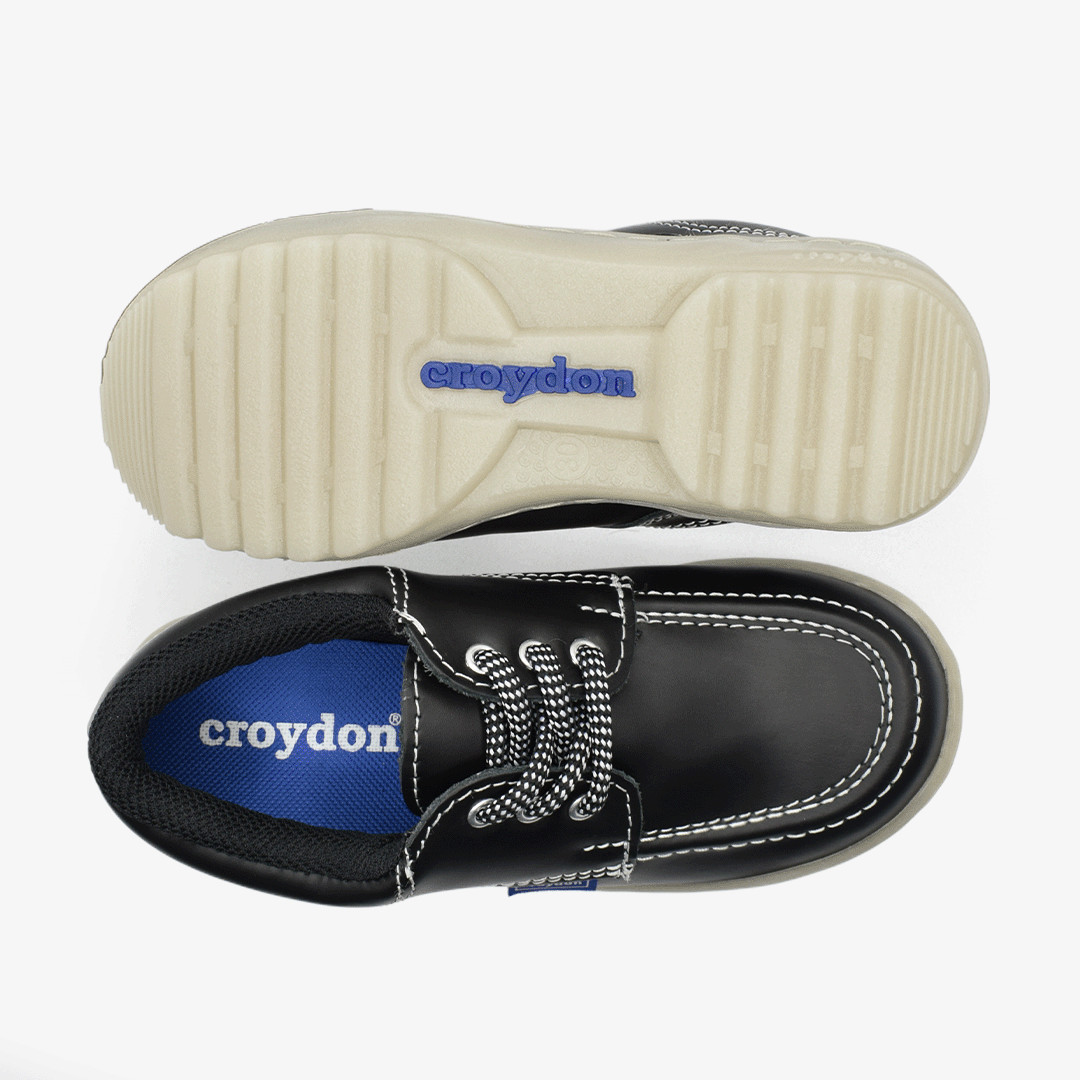 Zapato Croydon colegial unisex en color negro