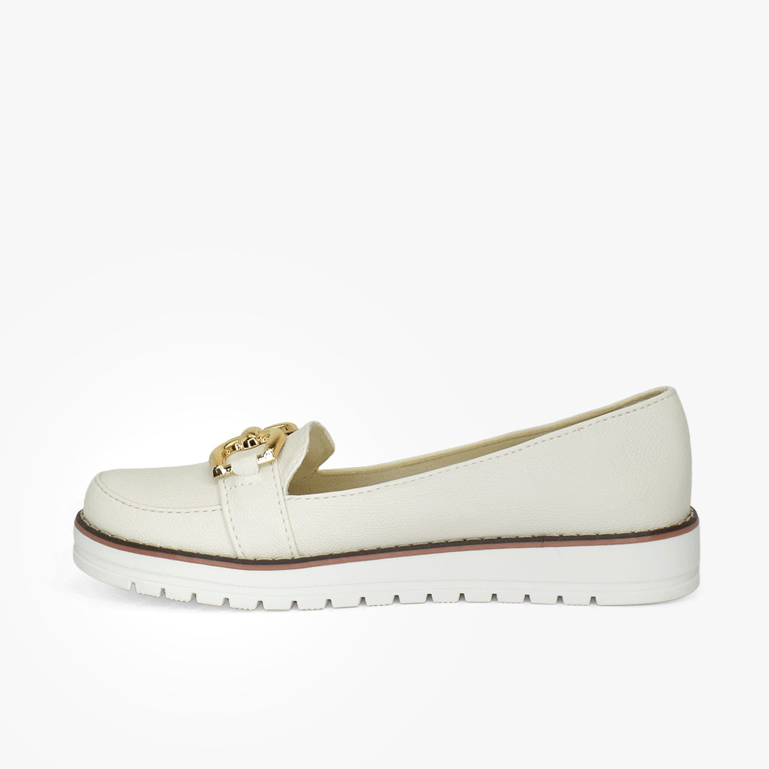 Mocasines para mujer en color talco