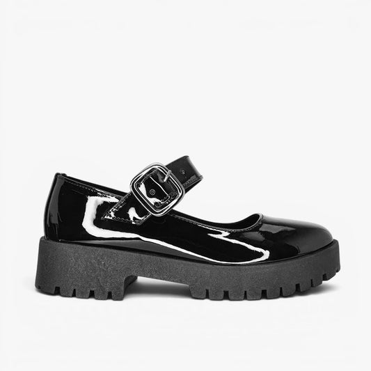 Mocasines tipo mafalda para mujer en color negro