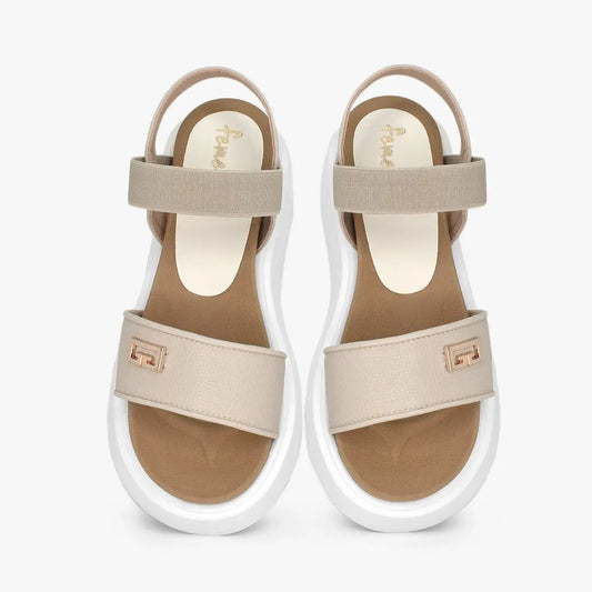 Sandalias con plataforma para mujer en color almendra
