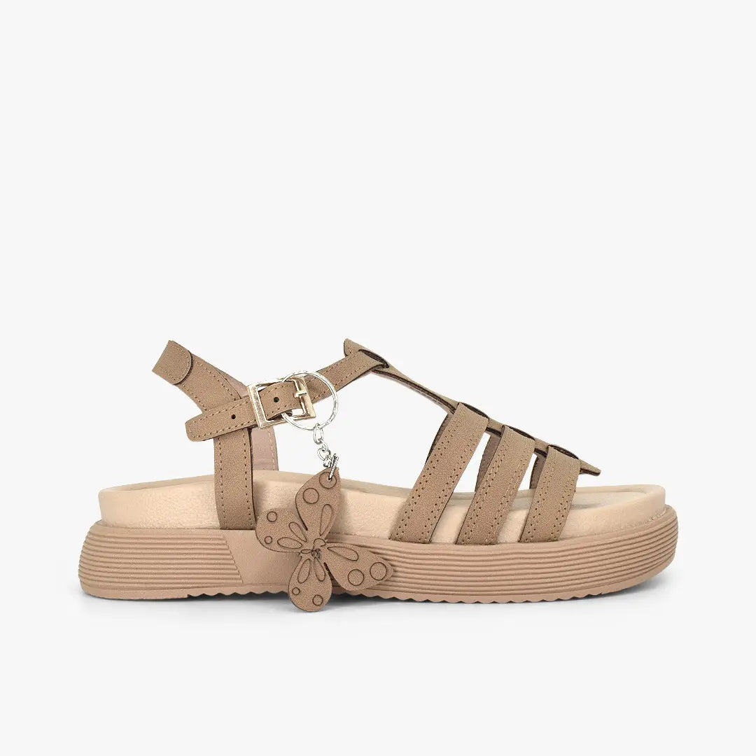 Sandalias con plataforma para mujer en color almendra