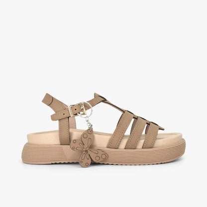Sandalias con plataforma para mujer en color almendra