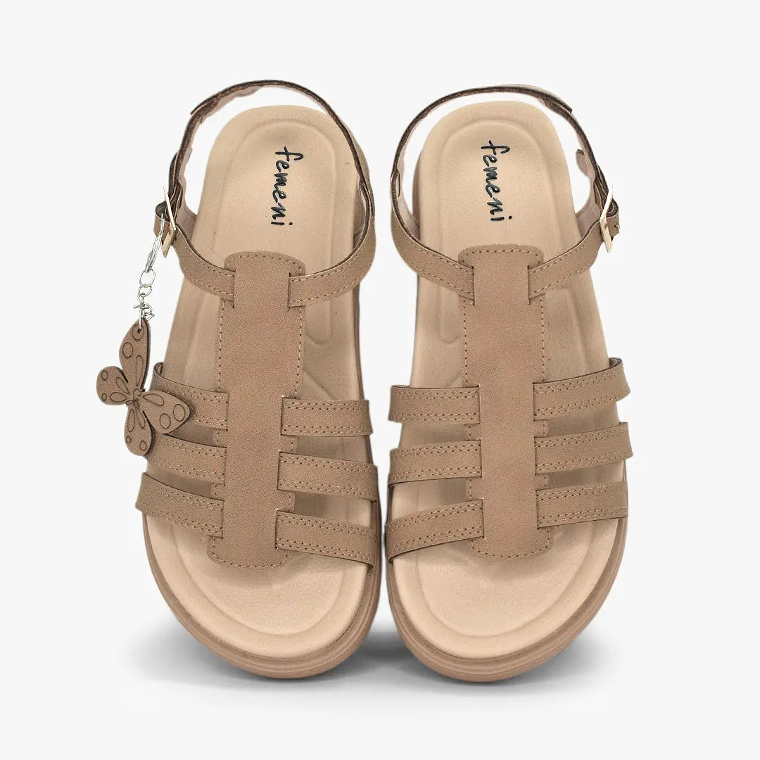 Sandalias con plataforma para mujer en color almendra