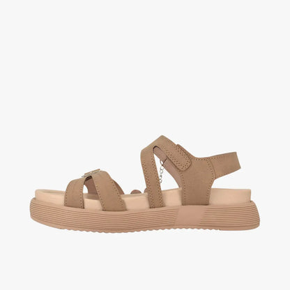 Sandalias con plataforma para mujer en color almendra