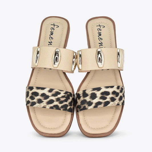Sandalias plana para mujer en color animal print