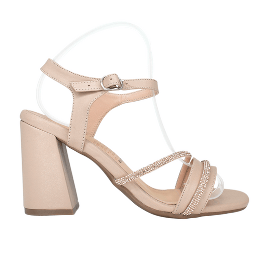 Sandalias con tacón para mujer en color arena