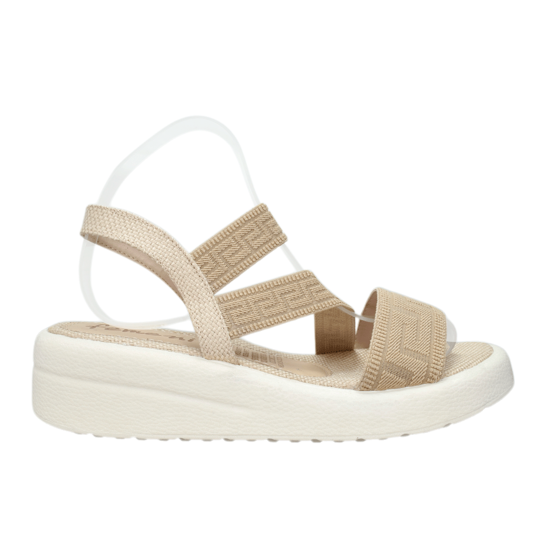 Sandalias con plataforma para mujer en color beige crema