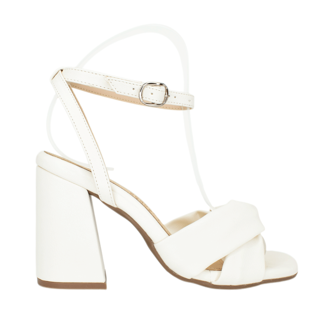 Sandalias con tacón para mujer en color talco