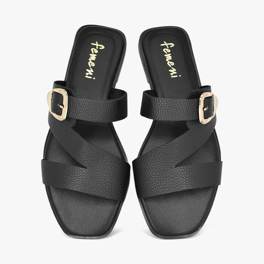 Sandalias planas para mujer en color negro