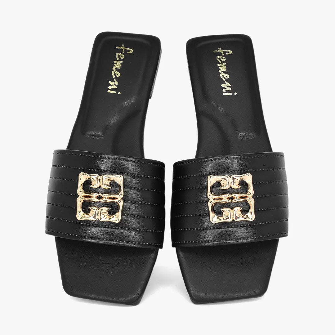 Sandalias planas para mujer en color negro