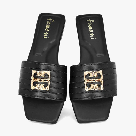 Sandalias planas para mujer en color negro