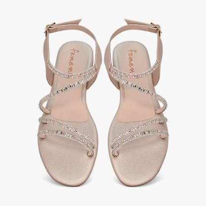 Sandalias planas para mujer en color oro rosa