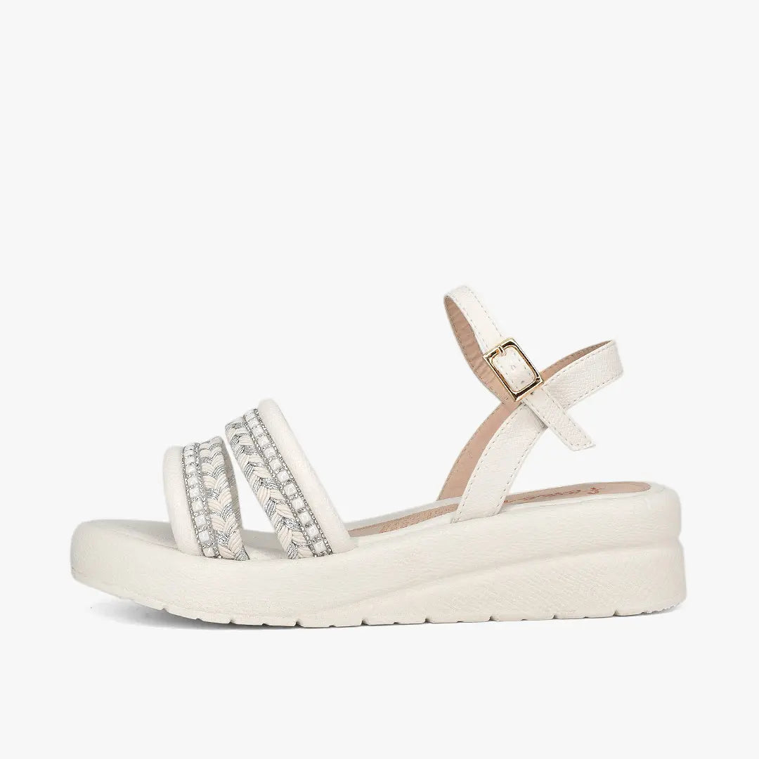 Sandalias con plataforma para mujer en color talco