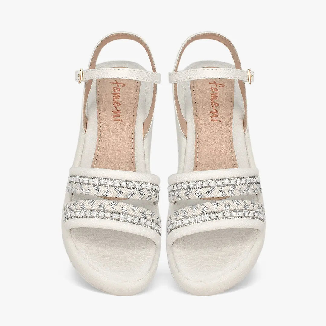 Sandalias con plataforma para mujer en color talco