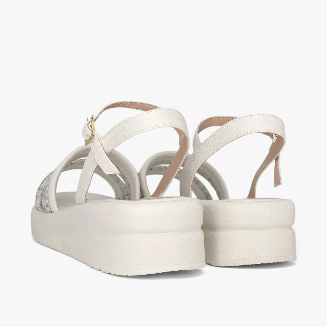 Sandalias con plataforma para mujer en color talco