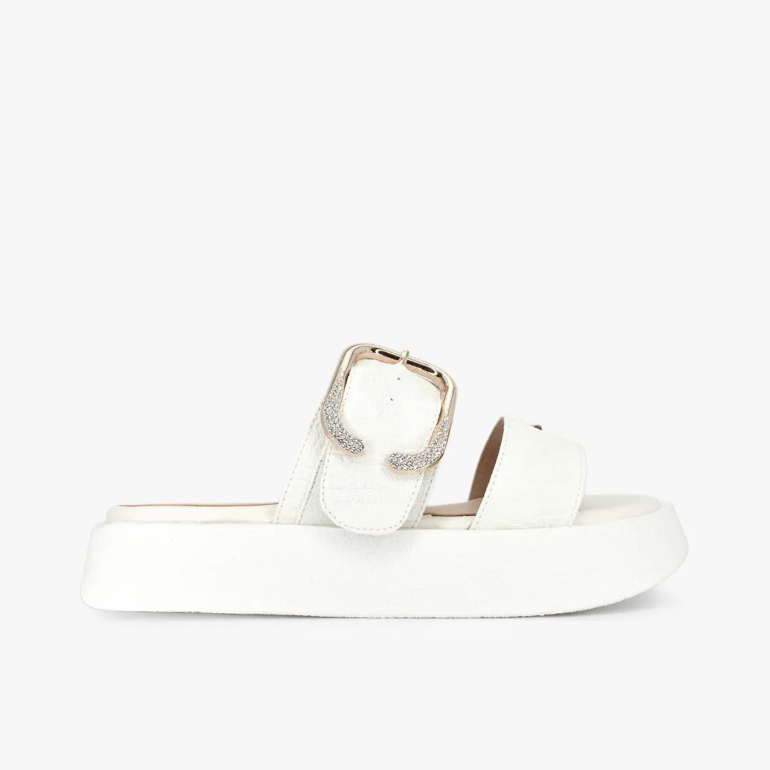 Sandalias con plataforma para mujer en color talco