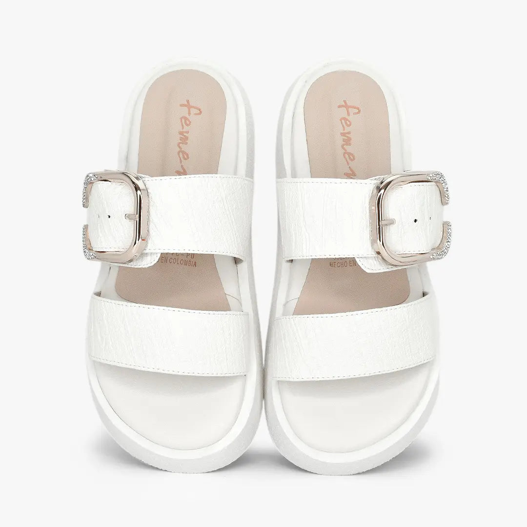 Sandalias con plataforma para mujer en color talco