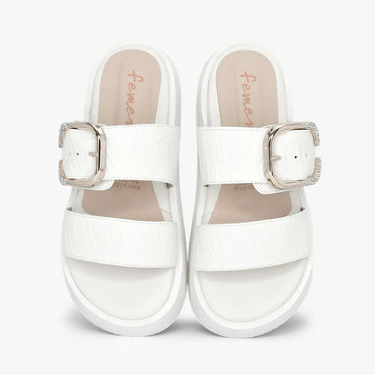 Sandalias con plataforma para mujer en color talco