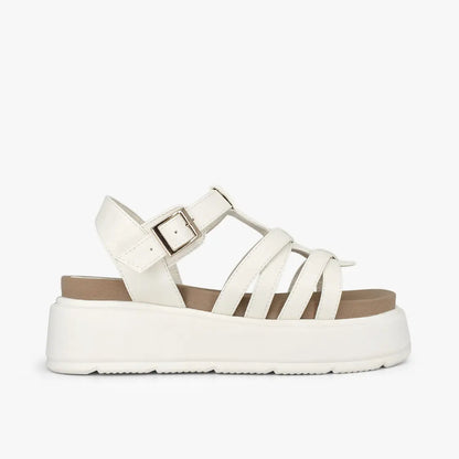 Sandalias con plataforma para mujer en color talco