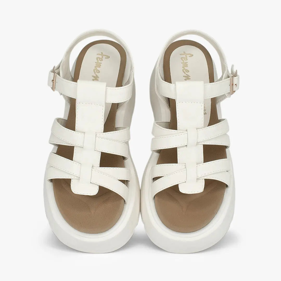 Sandalias con plataforma para mujer en color talco