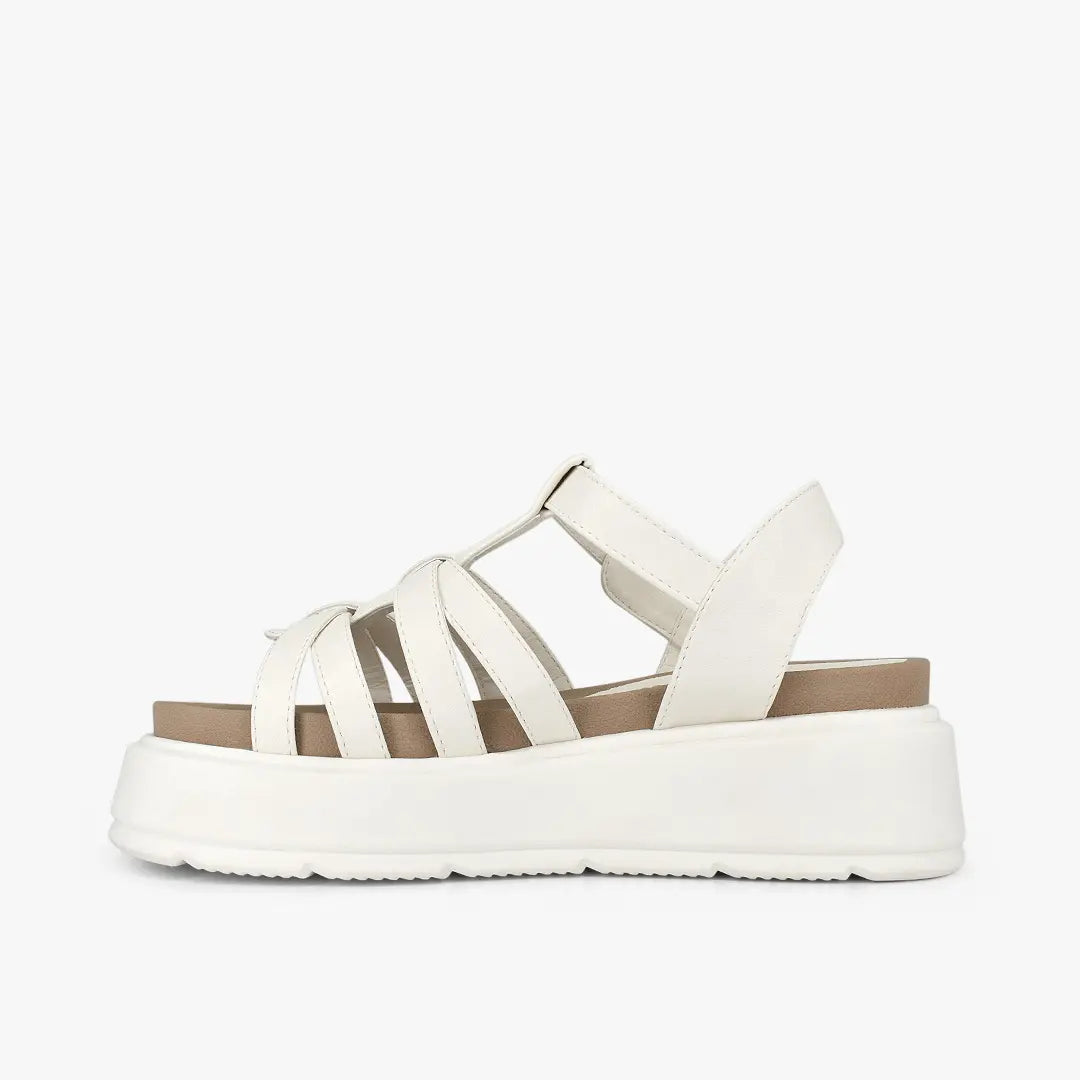 Sandalias con plataforma para mujer en color talco