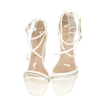 Sandalias con tacón para mujer en color talco