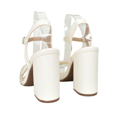 Sandalias con tacón para mujer en color talco