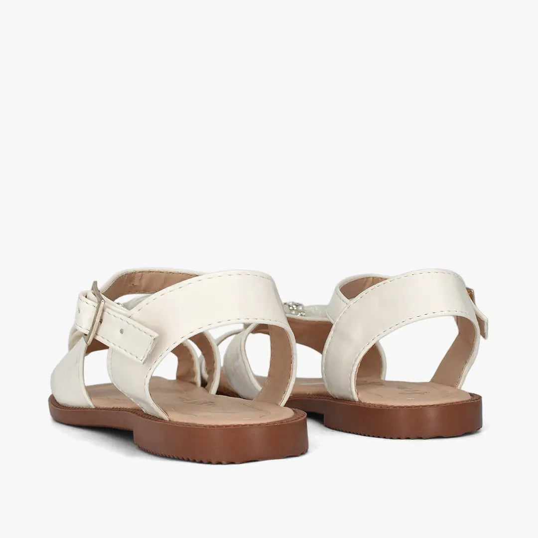 Sandalias para niña en color talco