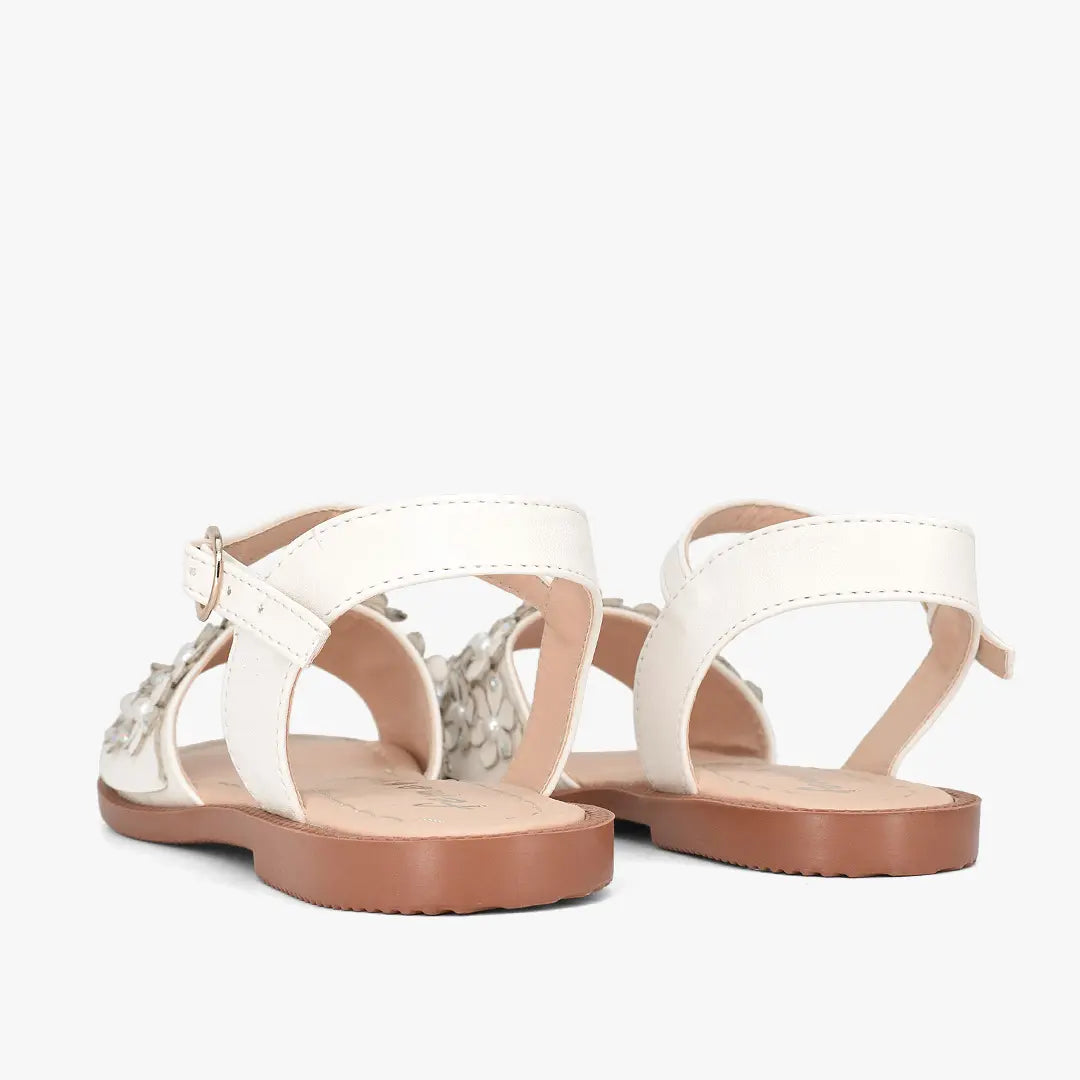 Sandalias para niña en color talco