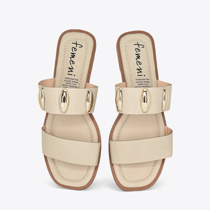 Sandalias plana para mujer en color almendra