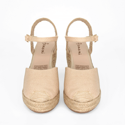 Sandalias con plataforma para mujer en color beige crema