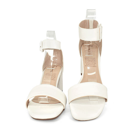 Sandalias con tacón para mujer en color talco
