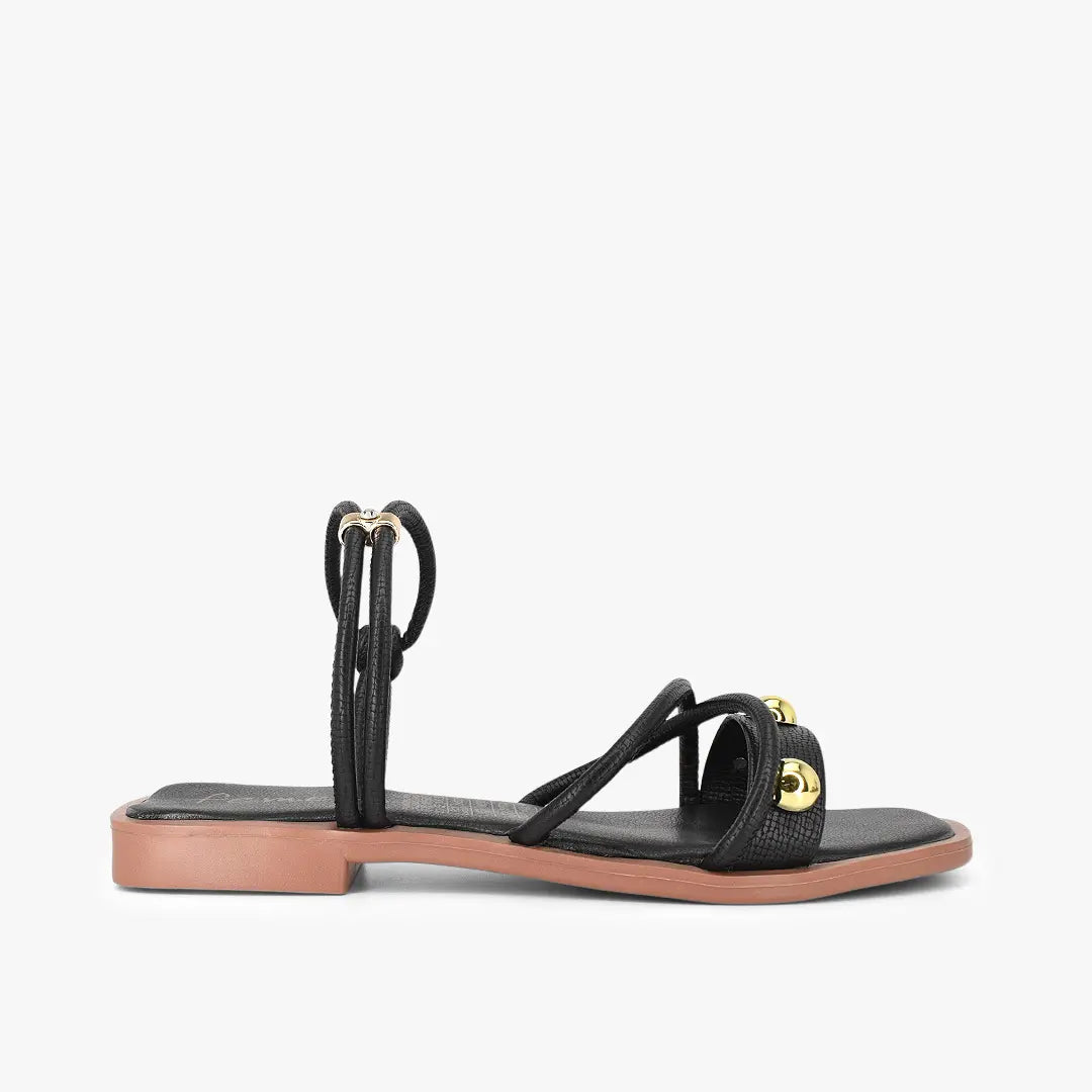 Sandalias plana para mujer en color negro