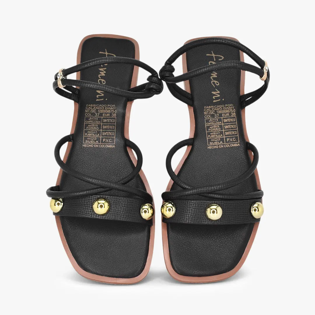 Sandalias plana para mujer en color negro