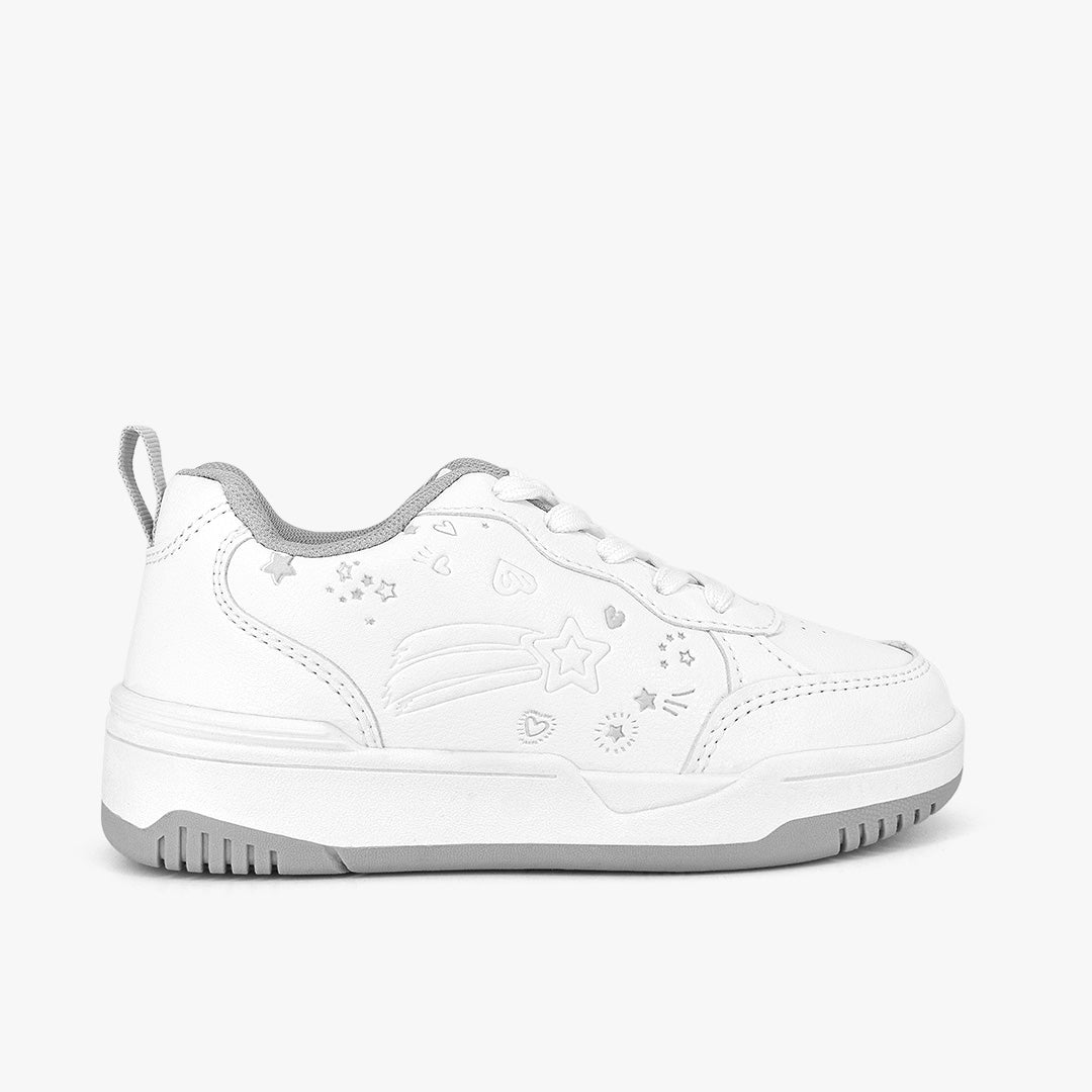 Tenis Croydon colegial para niña en color blanco