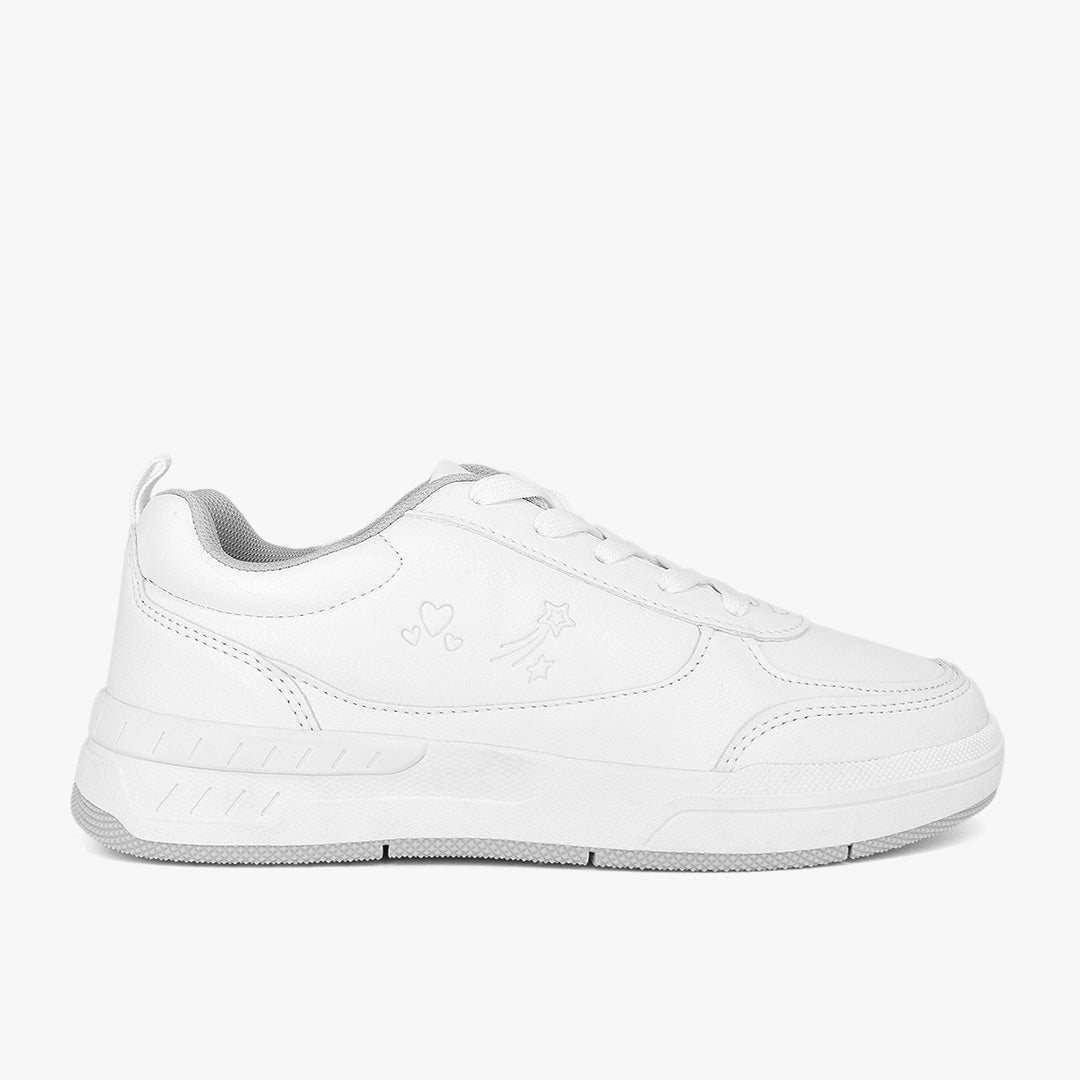 Tenis Croydon colegial para niña en color blanco