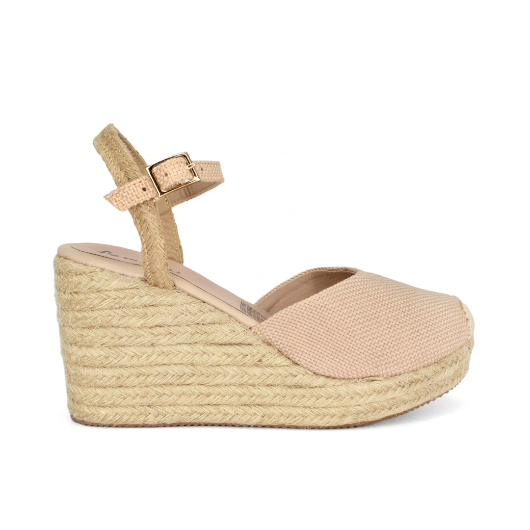 Sandalias con plataforma para mujer en color beige crema