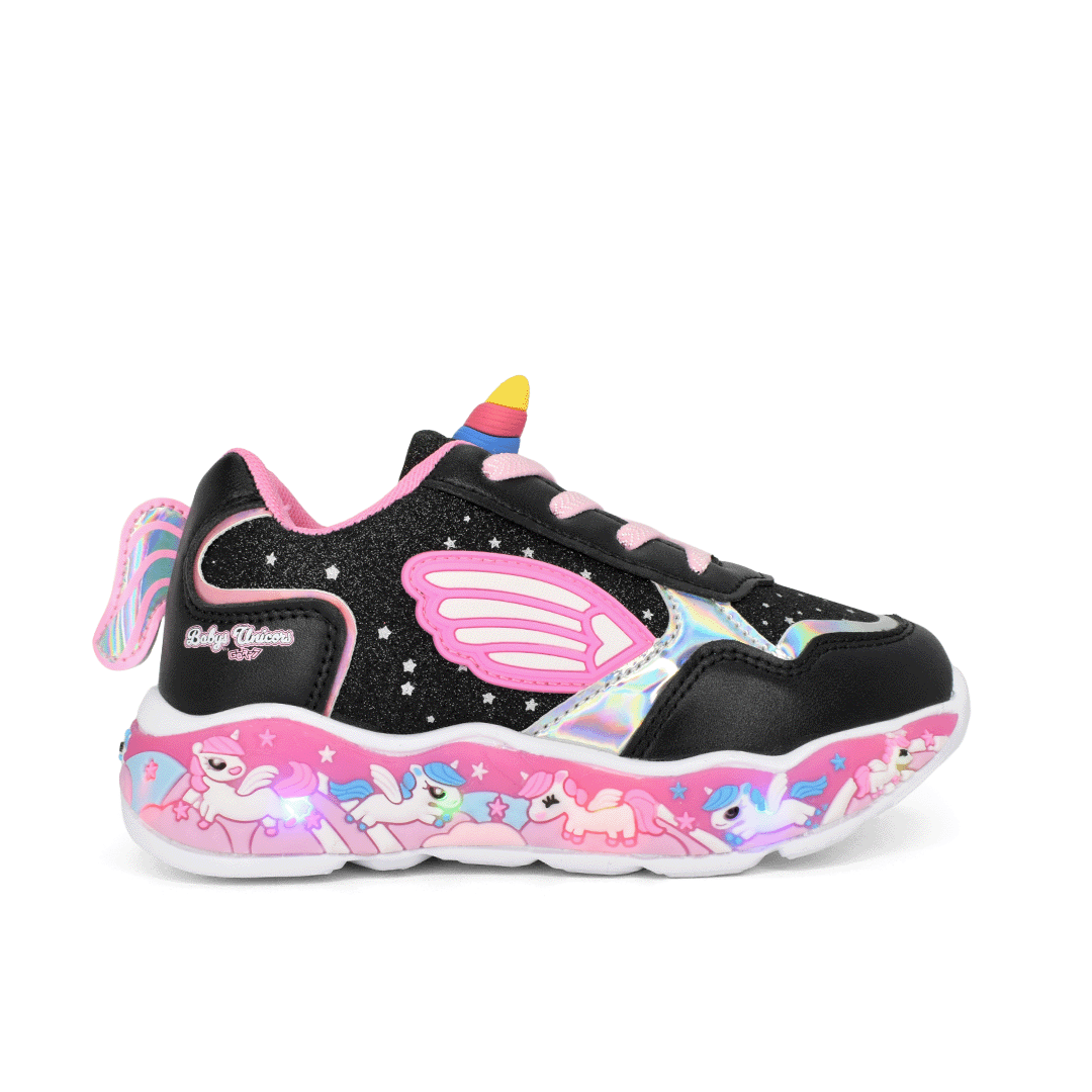 TENIS NIÑA COLOR NEGRO X FUCSIA 524-GR25JJ A